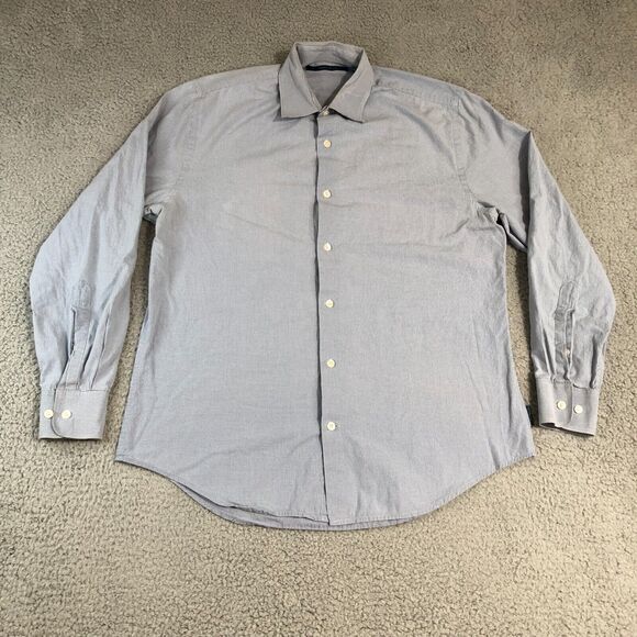Perry‎ Ellis Shirt Mens Medium Blue Preppy Oxford Button Up Collar Long Sleeve - Picture 1 of 6